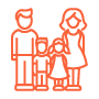 Ilustração representando uma família com um homem, uma mulher e dois filhos.